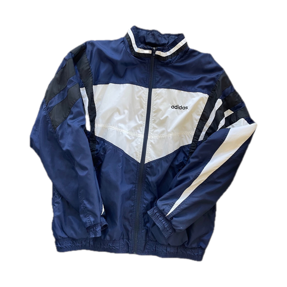 Navy Blue and White Adidas Windbreaker
